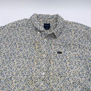 RVCA Men's Short-Sleeve Floral Button-Down in Blue and Yellow